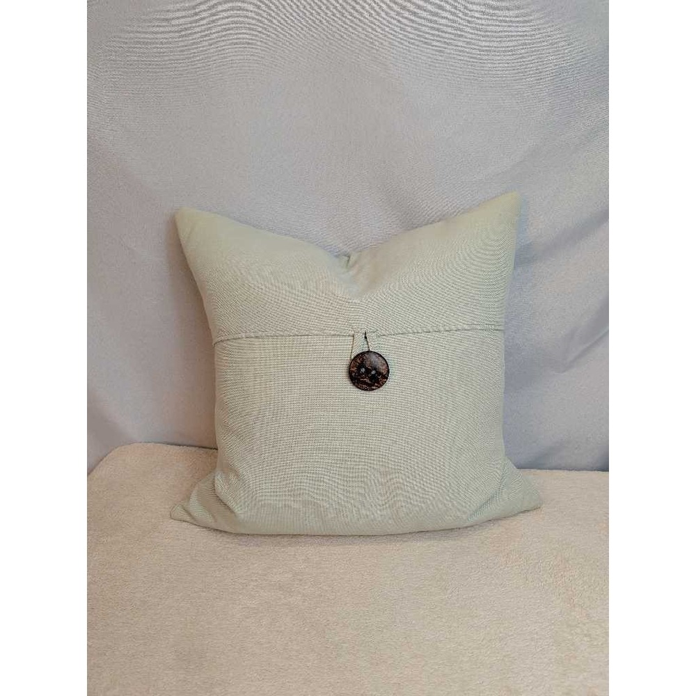 Light Blue Decorative Throw Pillow with Button Accent 21x21